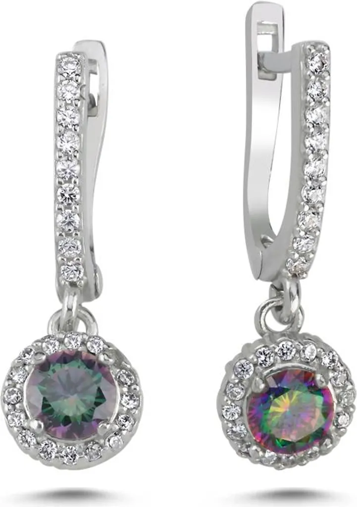 Boucles d'oreilles femme en topaze mystique et argent véritable 925/1000