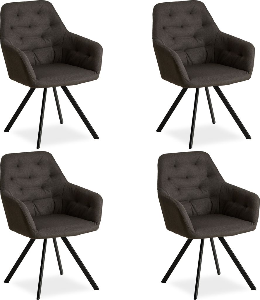 Homestyle4u Esszimmerstuhl 4er Set Anthrazit Polsterstühle Polstersessel Sessel Armlehnenstühle