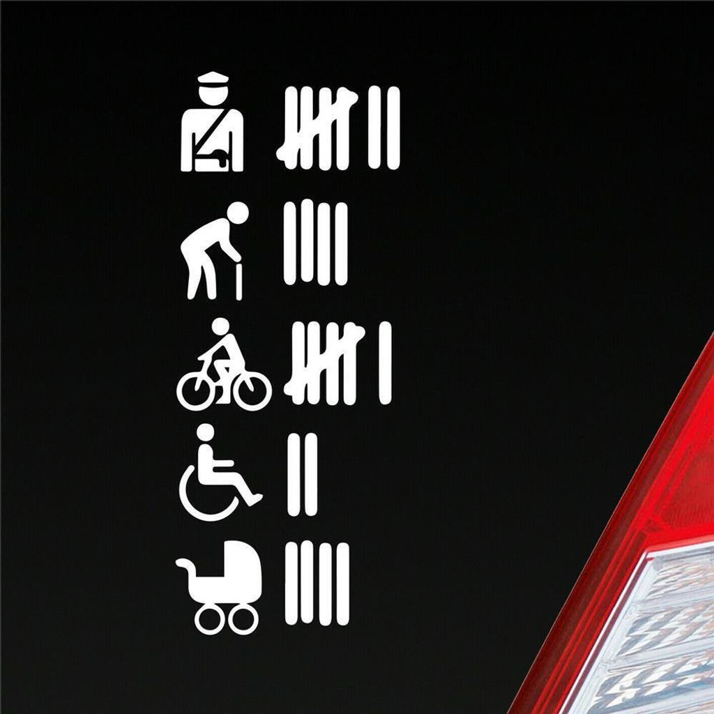 Auto Aufkleber Strichliste Tally List Tuning 15x6 cm Weiss Matt Sticker Heckscheibenaufkleber