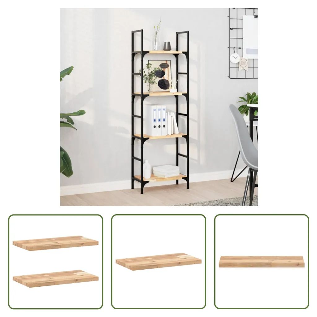 2 Mensole Sospese Legno Acacia 60cm - Stile Industrial Massiccio