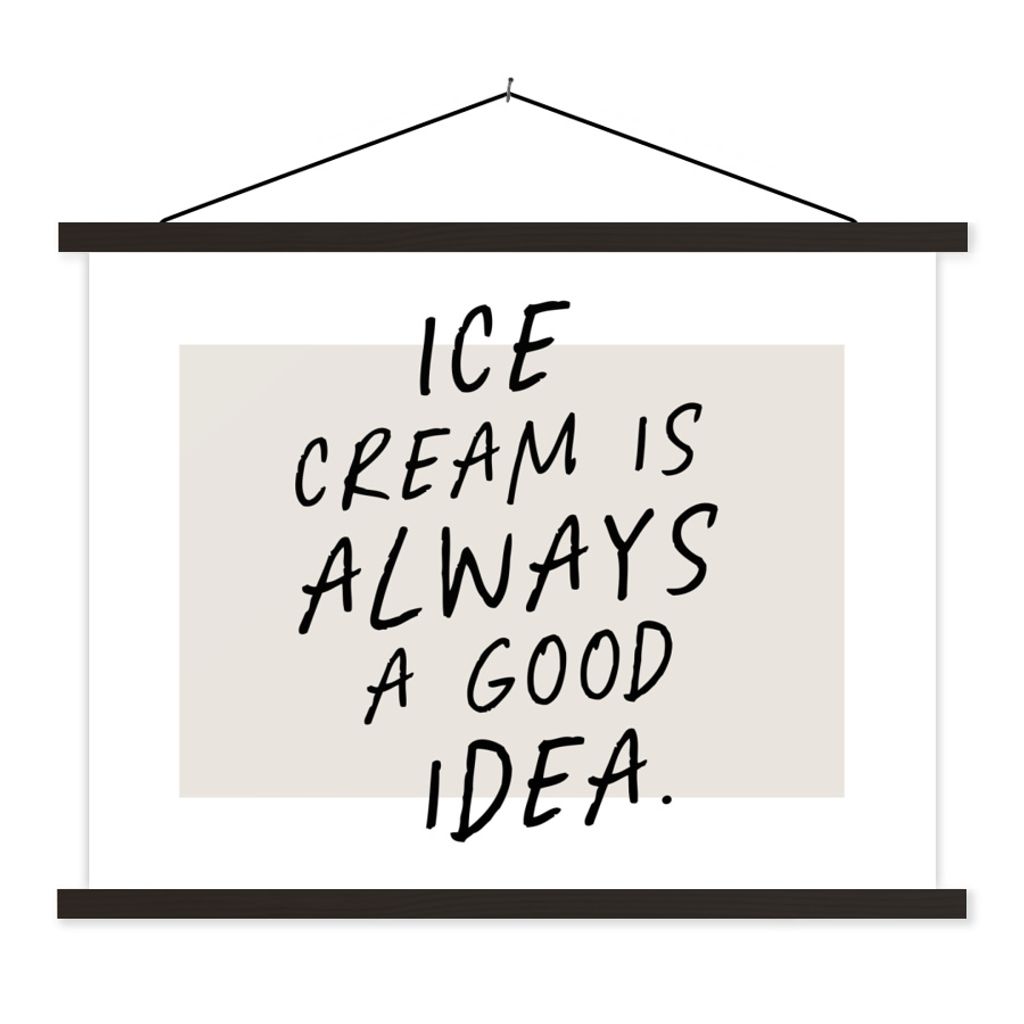 MuchoWow Textilposter Zitate - Eiscreme ist immer eine gute Idee - Essen - Sprichwörter 60x45 cm mit schwarzem Rahmen - Poster Schlafzimmer