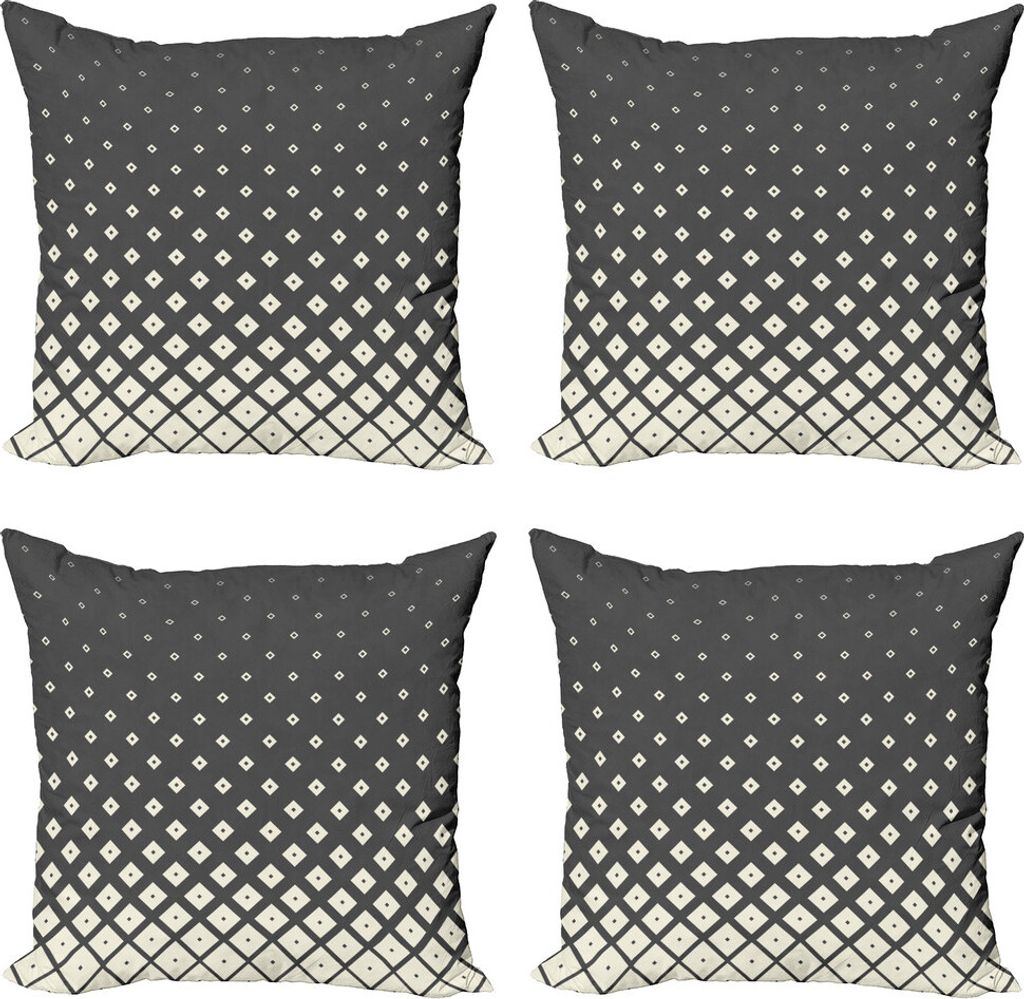 ABAKUHAUS Geometrisch Kissenbezug Set (4 Stück), Rhombus Formen Entwurf, Moderner Doppelseitiger Digitaldruck, 60 cm x 60 cm, grau-Creme