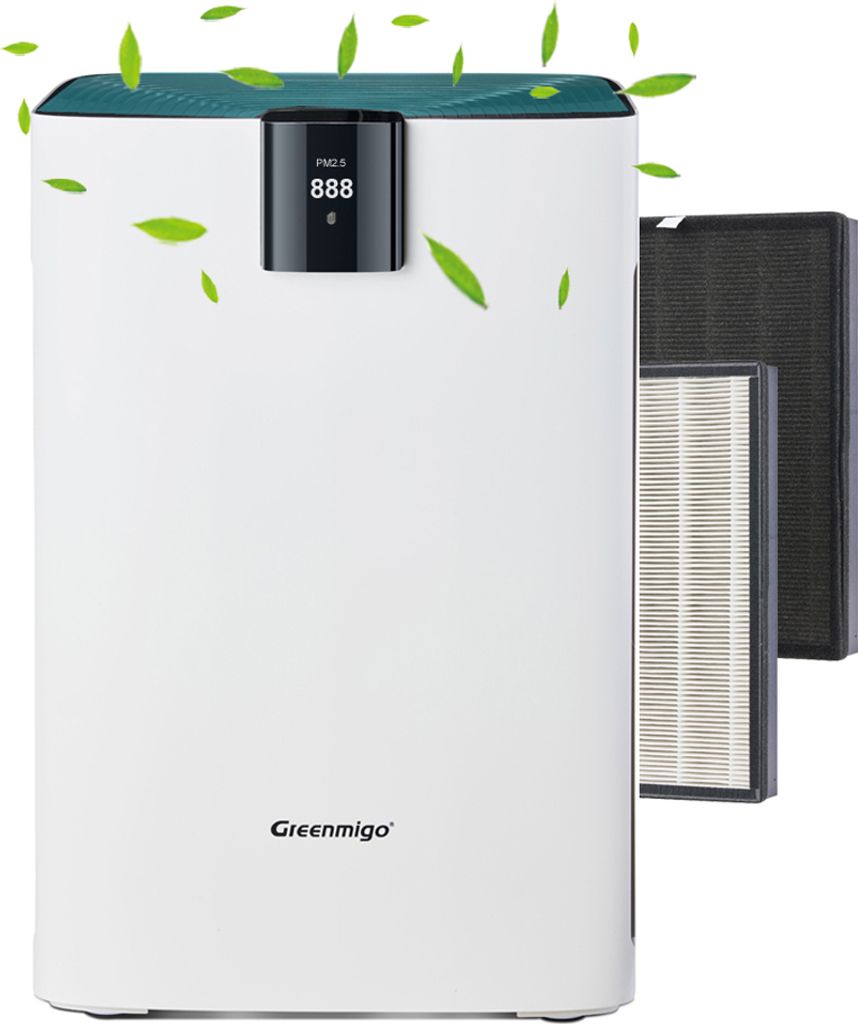 Greenmigo Luftreiniger mit 3-in-1 HEPA und Aktivkohlefilter für Wohnung Schlafzimmer,Ionisator Timer,320m3/h,160m2,Leise Schlafmodus,Luftfilter g...