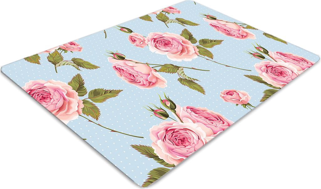 Stuhlunterlage Bürostuhlunterlage 120 cm x 90 cm Bodenmatte Bürostuhlunterlage - Rosen mit Blättern.