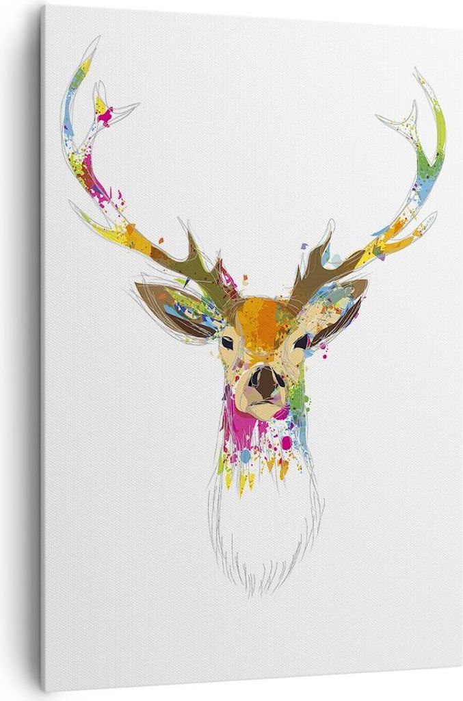 Bild auf Leinwand - Leinwandbild - Einteilig - Deer fantasie Graffiti Grafik - 70x100cm - Wand Bild - Wandbilder - Leinwanddruck - Wanddekoration -...