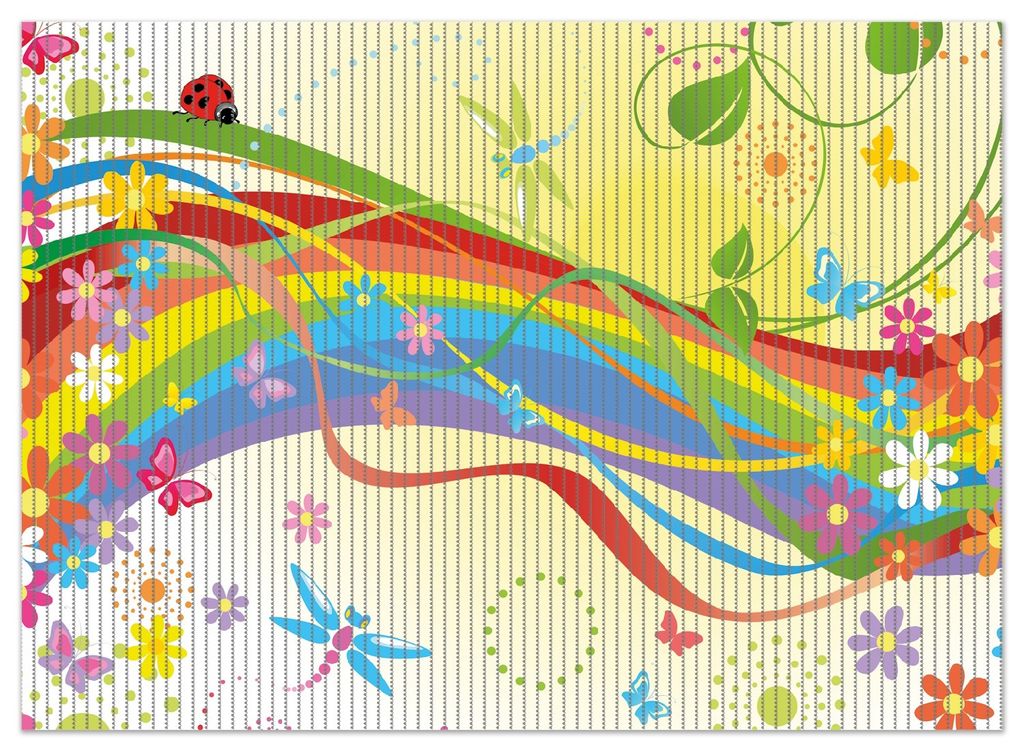 Wallario Duschmatte Antirutschmatte Badmatte Fußmatte Regenbogen im Sommer - Bienchen und Blümchen, Größe ca. 90 x 65 cm