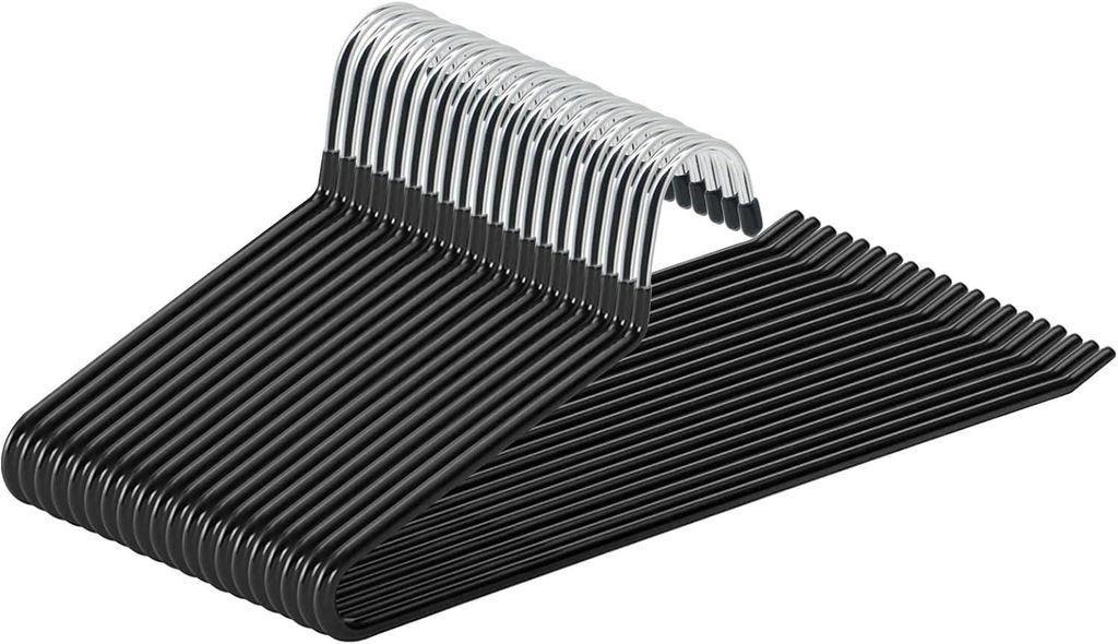 Hosenbügel, 20er-Pack, Aufbewahrungszubehör, einfaches Einfädeln, verchromt, platzsparend, rutschfest, 35 x 0,5 x 13 cm, schwarz