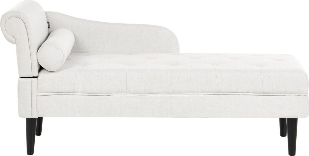 BELIANI Chaiselongue Links Cremeweiß Stoff Gepolstert Gesteppt mit Kissen Holzbeinen Moderne Sofaliege Relaxliege Récamiere Wohnzimmer Schlafzimmer