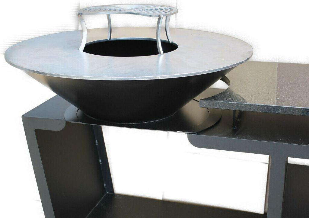 Hochwertige Outdoorküche mit Feuerschale Feuerplatte 85cm 8mm & Granit #676