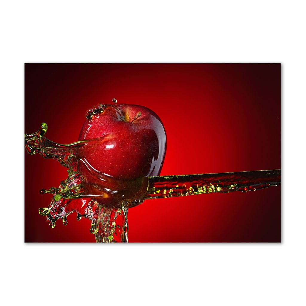 Wandbild Glas-Bild Druck auf Glas 100x50 Deko Essen & Getränke Apfel Wasser 