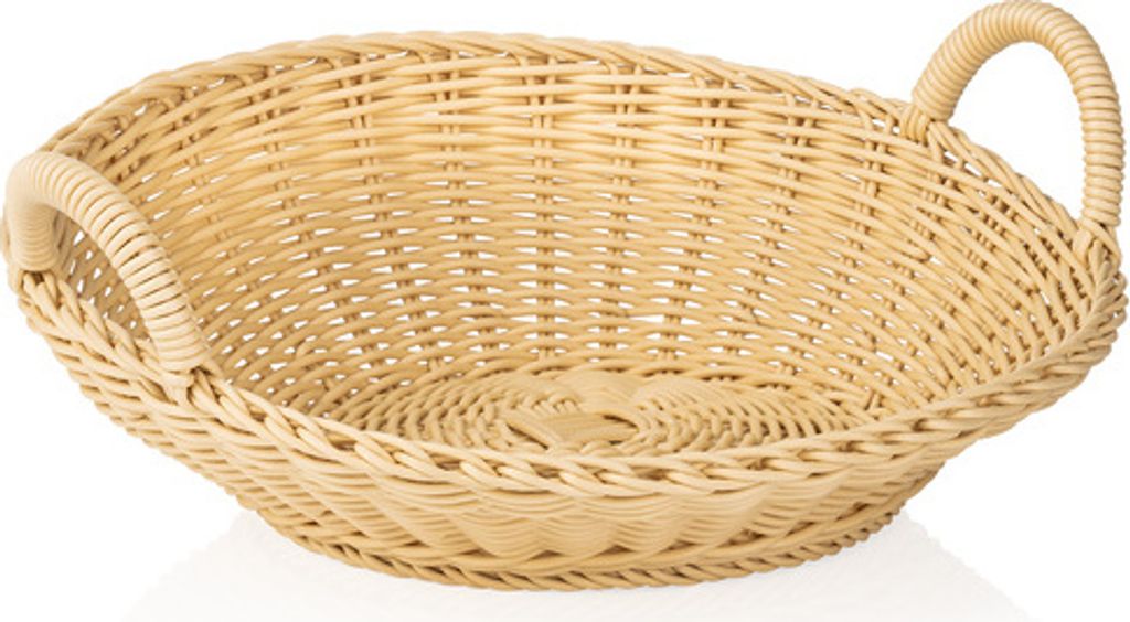 5x Brötchenschütte mit Griff Brotkorb Korb hellbeige Gastro rund ø 36,5 cm, Polypropylen