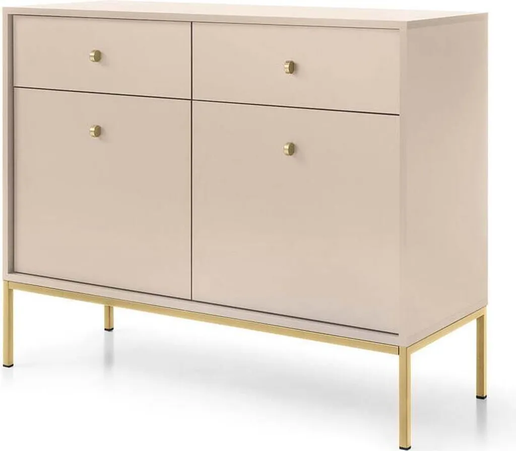 Commode de Salon Design Beige Mono 104x39x83 cm - Rangement Haut de Gamme