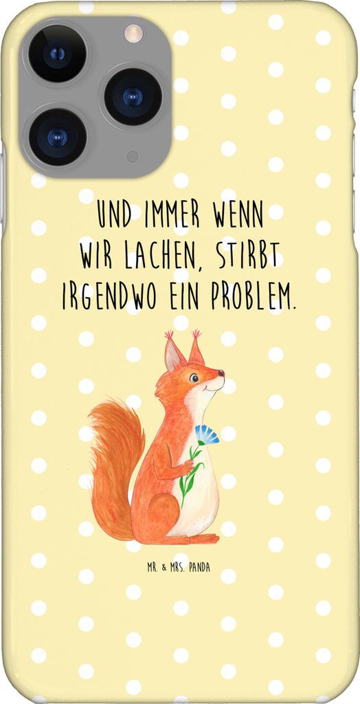 Mr. & Mrs. Panda Iphone 11 Pro Handyhülle Eichhörnchen Blume - Gelb Pastell - Geschenk, Lachen, Handy Case, Motivation Sprüche, Lustige, Eichhor...