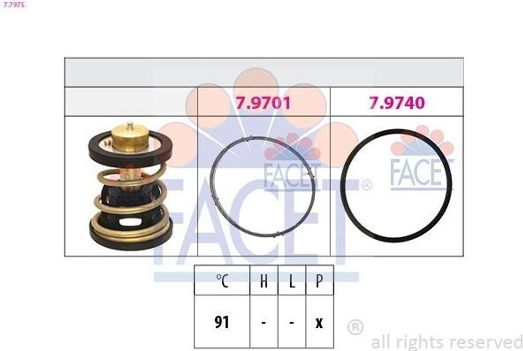 FACET Thermostat Kühlmittel 91°C für BMW 3 Touring (G21) 5 Touring (G31) 5 Limousine (G30, F90) X3 (G01, F97) 3 Limousine (G20) 7 (G11, G12)