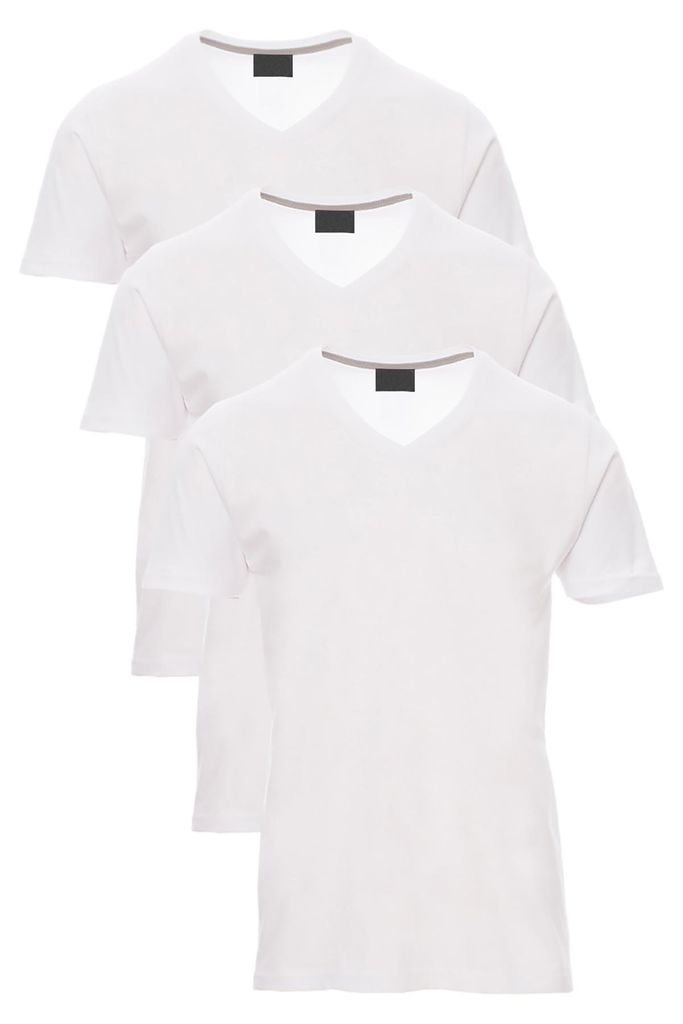 Mivaro Herren T-Shirt 3er Pack V-Ausschnitt Weiß - V-Neck Produktbild 