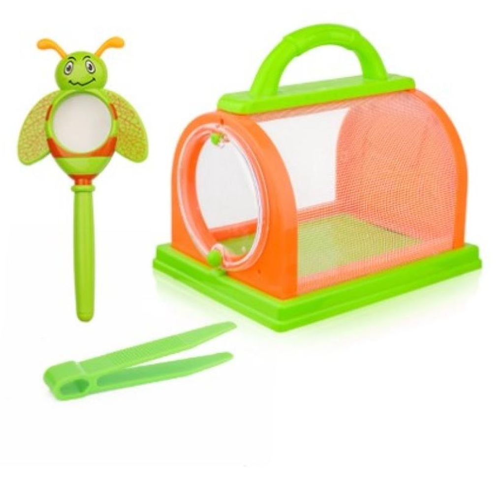 Insektenkäfig für draußen, Tragegriff, tragbares Insektenhaus für Kinder (orange & grün)