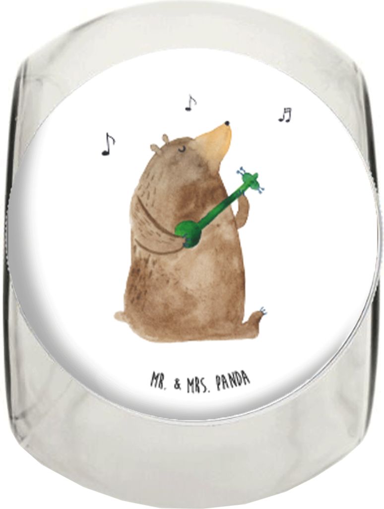 Mr. & Mrs. Panda Kaffeedose Bär Gitarre L 870ml - Weiß - Geschenk, Bonboniere, Vorratsbehälter, glasbehälter, Teddy, keksdose glas, Dekoglas