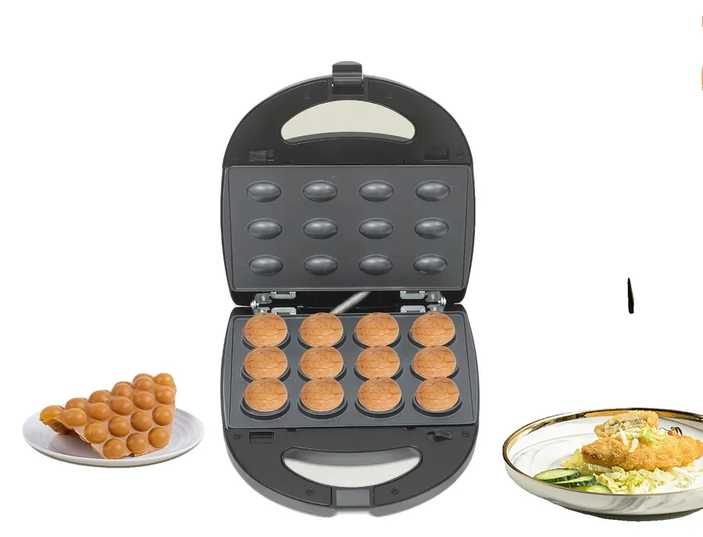 Gaufrier pour brunch et goûter, 6 moules différents, coloris noir