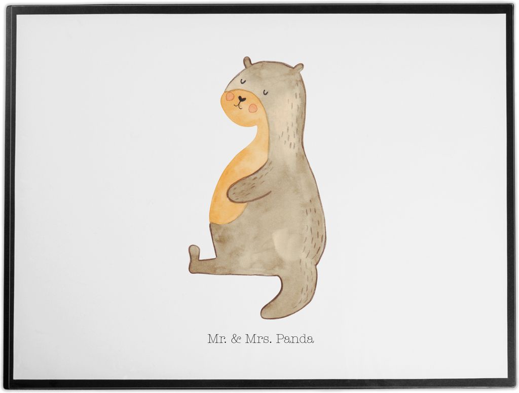 Mr. & Mrs. Panda Schreibunterlage Otter Bauch - Weiß - Geschenk, Satt, dick, tischschutzmatte, Sportmuffel, Schreibtischauflage, schreibtischunter...