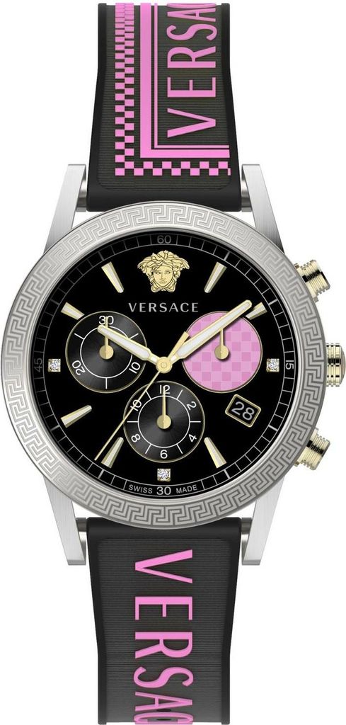 Versace Herren Armbanduhr Sport Tech 40 mm Chronograph Armband Silikon VELT01219