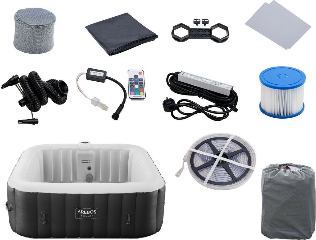AREBOS Spa vířivka 2400 W, automaticky nafukovací, vnitřní Obrázek produktu 10
