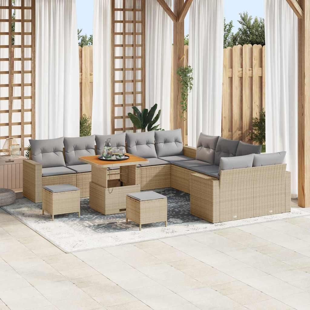 Maison Exclusive - Gartensofa-set 13 pcs Beige Poly-Rattan