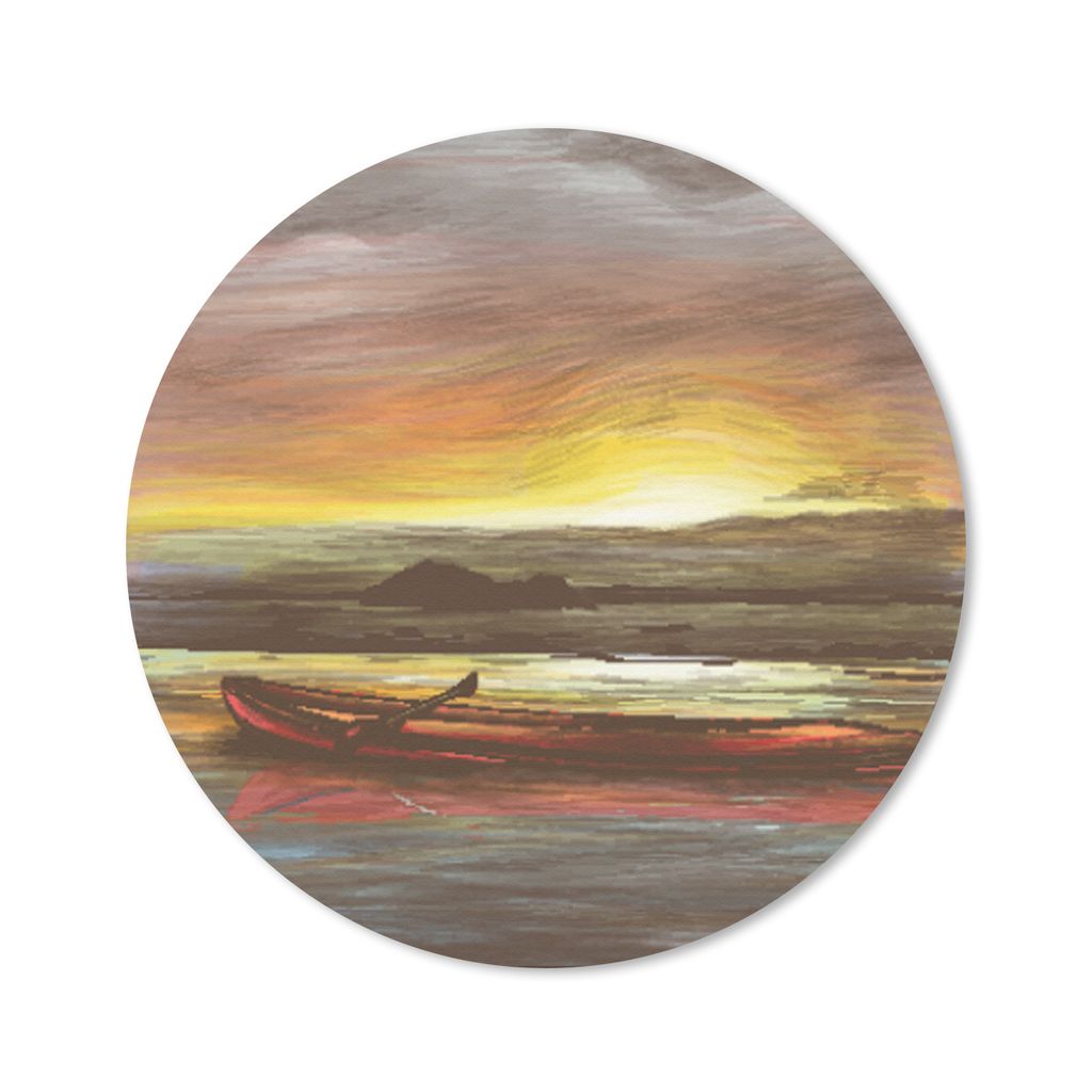 MuchoWow Mauspad Mousepad Boot - Meer - Sonne 20x20 cm - Mousepads - Maus Mat - Pad - Mausunterlage - Schreibtischmatte