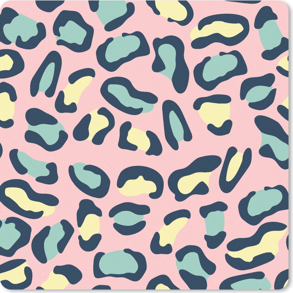 MuchoWow Mauspad Mousepad Leopard - Pastell - Tiere - Muster 20x20 cm - Mousepads - Maus Mat - Pad - Mausunterlage - Desk Mat - Bureauartikeln