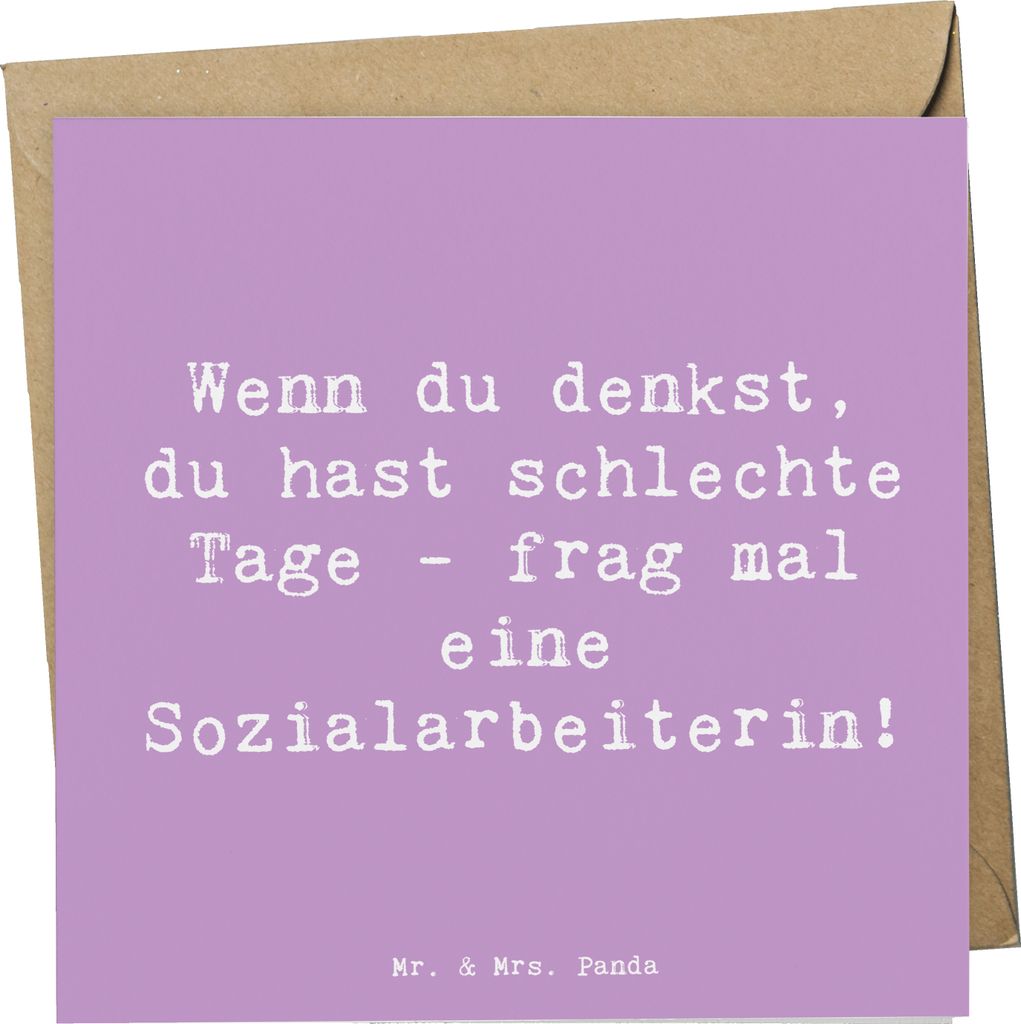 Mr. & Mrs. Panda Grußkarte Spruch Sozialarbeiterin Stärketage - Lavendeltraum - Geschenk, Hilfeleistung, Familienberatung, Berufsprodukte, doppel...