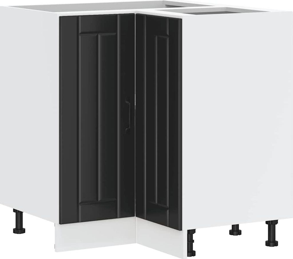 vidaXL Küchen-Eckunterschrank Lucca Schwarz Holzwerkstoff Produktbild 