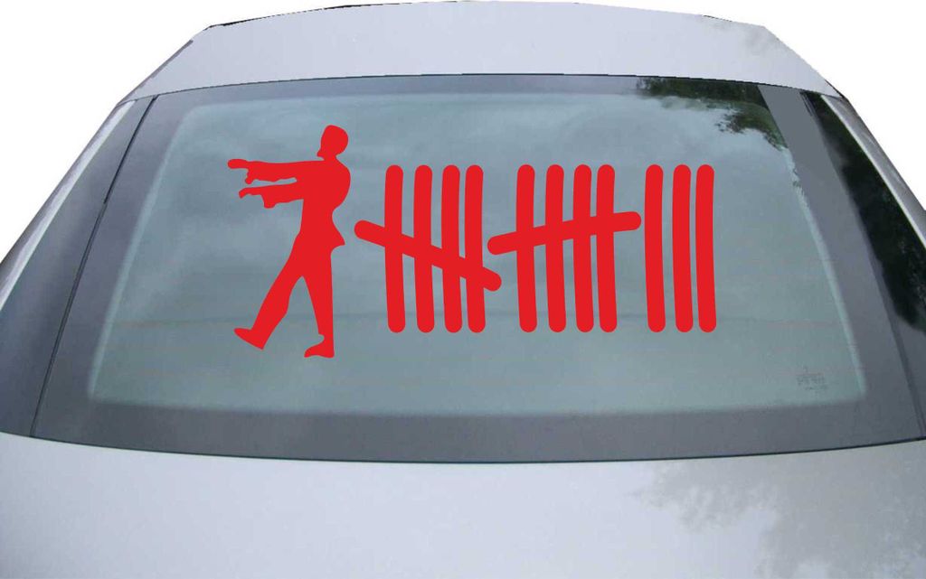 Indigos UG - Aufkleber Heckscheibe & Motorklappe DE6245 - rot - 600x285 mm - zombie1 - Auto Scheiben Fenster Heckklappe Tuning Racing JDM - Die cut