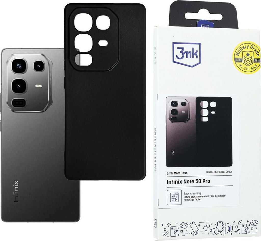Handyhülle für Infinix Note 50 Pro 4G, 3mk Matt Case, mattes Schwarz