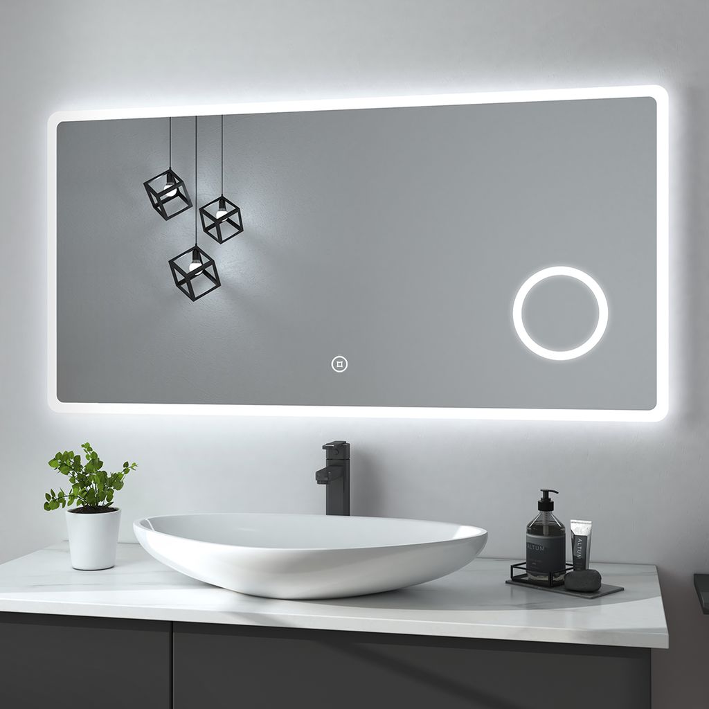 Badspiegel 100x70cm mit LED Beleuchtung Wohnen & Einrichten Wohnaccessoires Spiegel Badspiegel 
