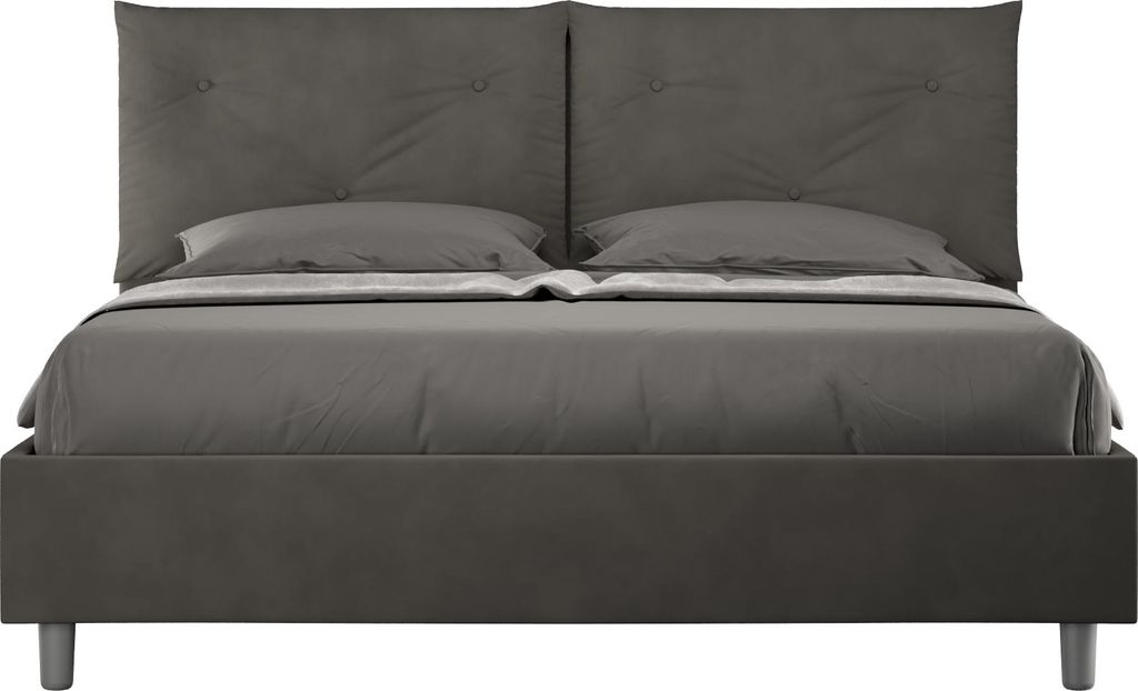 ITYHOME - Gepolstertes Bett ohne Lattenrost 160x200 mit Mikrofaserbezug Grau Appia