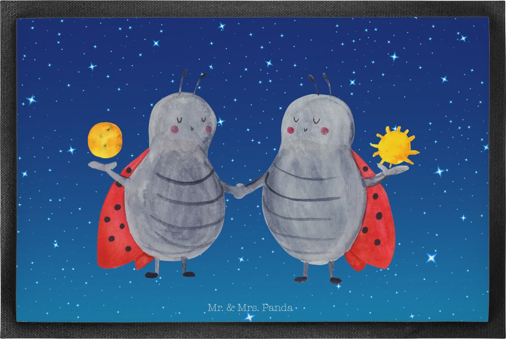 Mr. & Mrs. Panda Fussmatte Sternzeichen Zwilling 60 x 90 cm - Sternenhimmel Blau - Geschenk, Schmutzfangmatte, fußmatte, Marienkäfer, Zwillinge, ...