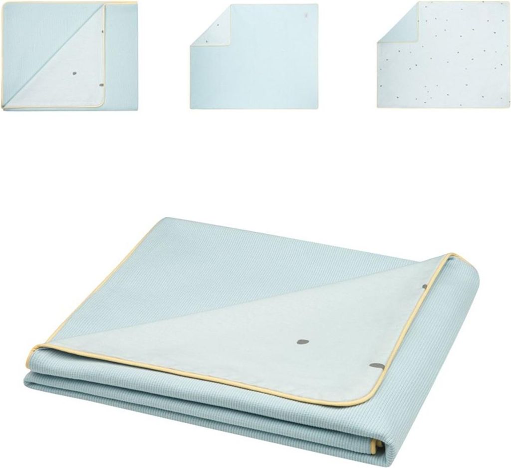 Kikka boo Baby-Sommerdecke 100 x 80 cm, 100% Baumwolle, Wendedecke, ab Geburt hellblau