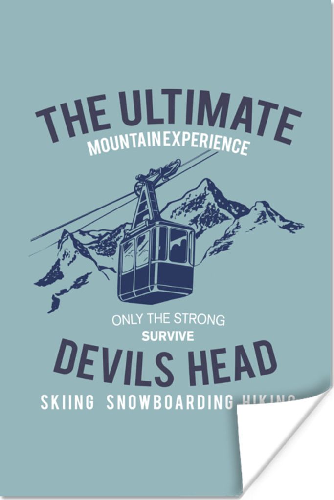 MuchoWow Poster Jahrgang - Ski - Berg 20x30 cm - Papierdruck