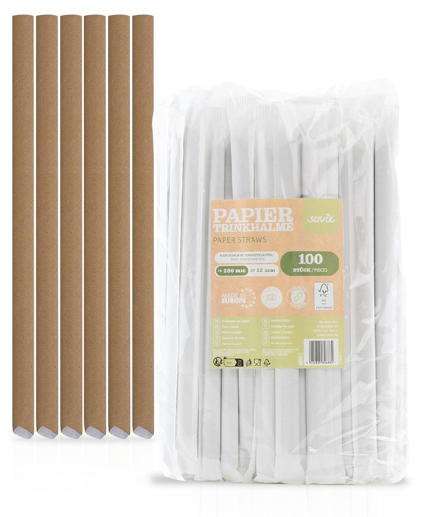 Bubble Tea Trinkhalm in Naturbraun aus Papier , Ø 12 mm / Produktbild 