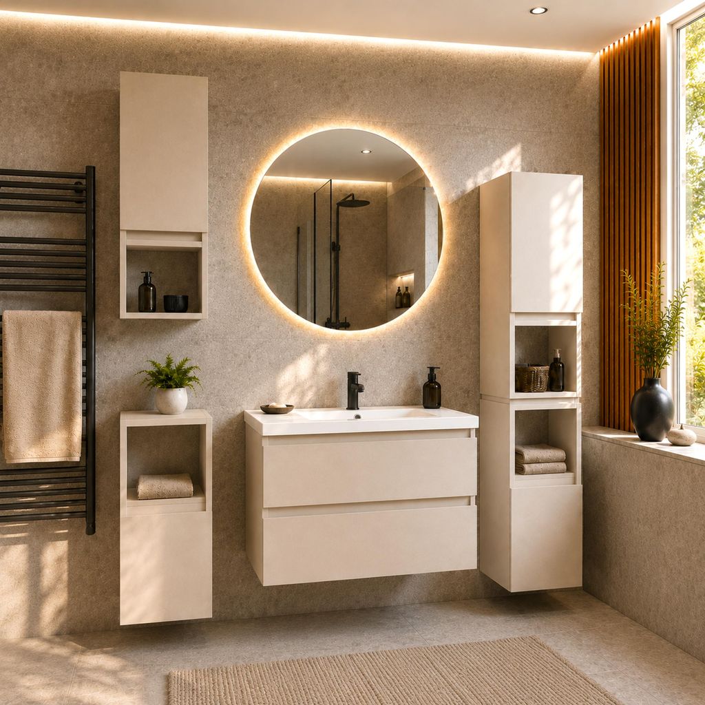 Badezimmermöbel-Set mit Waschbecken CALPE 80 cm 4 Schränke Produktbild 