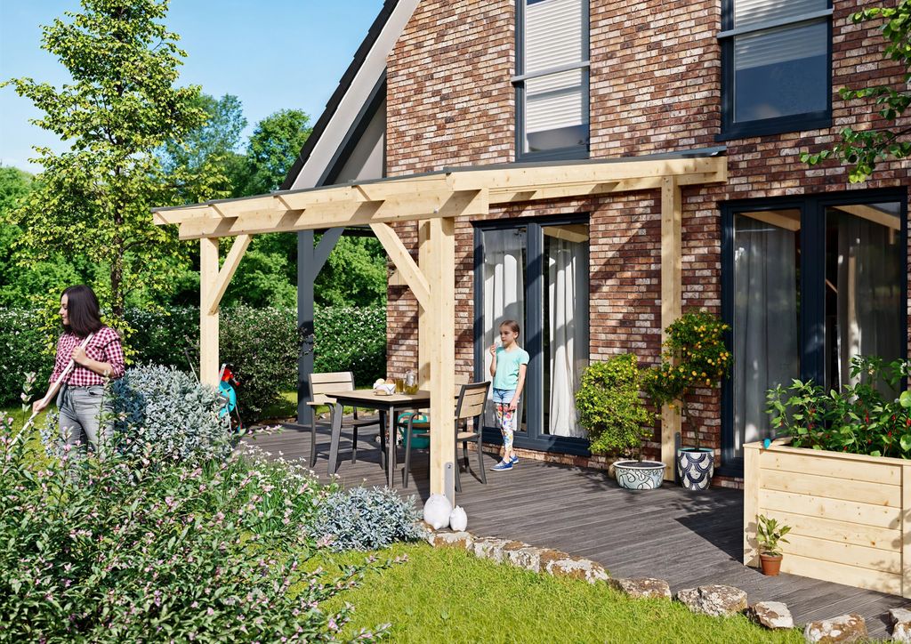 Terrassendach Denver II 4,09x3,00 m - inklusiv hochwertigem Polycarbonat opal-weiß