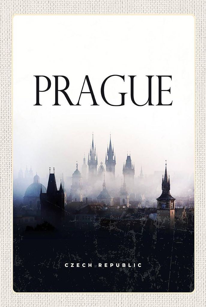 vianmo Holzschild 18x12 cm Retro Prague Nebel Poster Geschenk Bildmotiv Reisemotiv Abenteuer Reisen