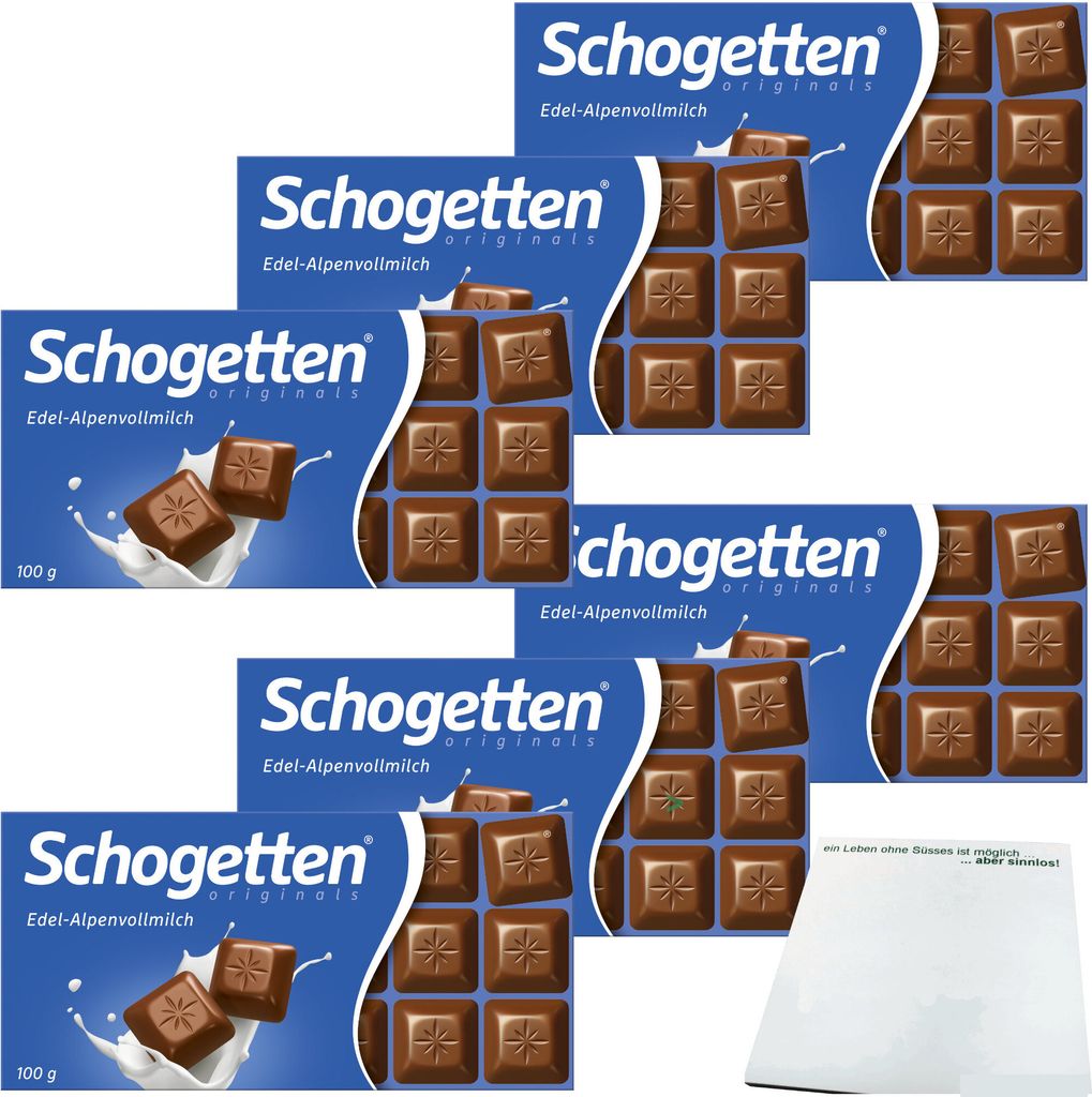Schogetten Edel-Alpenvollmilch Schokolade 6er Pack (6x100g Produktbild 