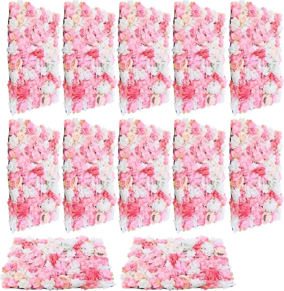 Panneau de fleurs roses artificielles pour décoration murale mariage x12