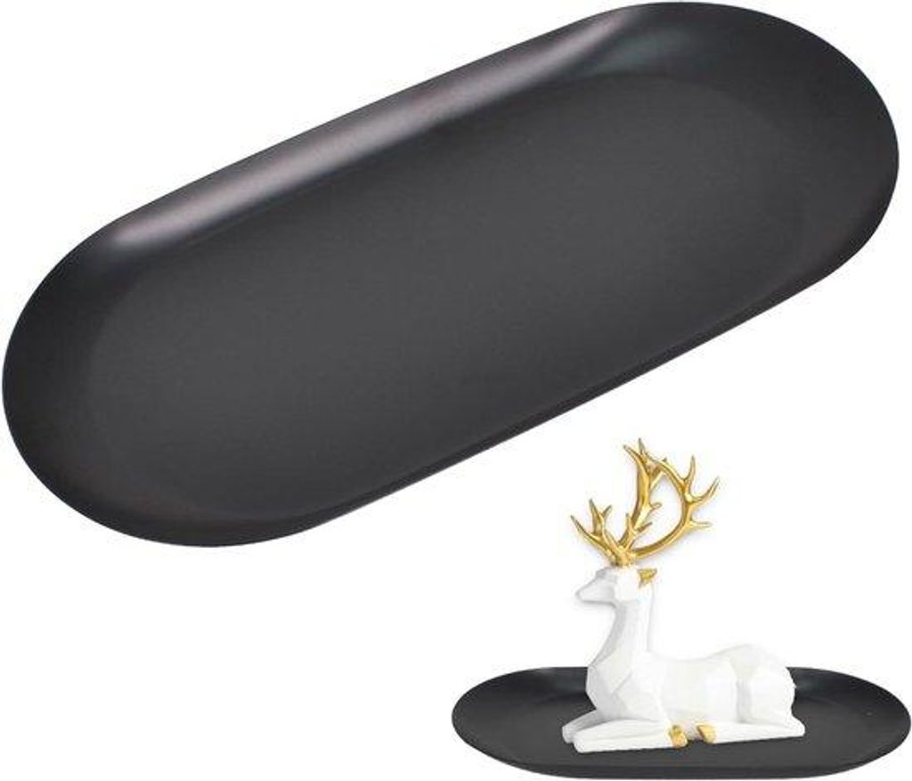 Ovale Cosmetik- und Schmuckorganisation in schwarzem Edelstahl, 18 x 8,5 cm