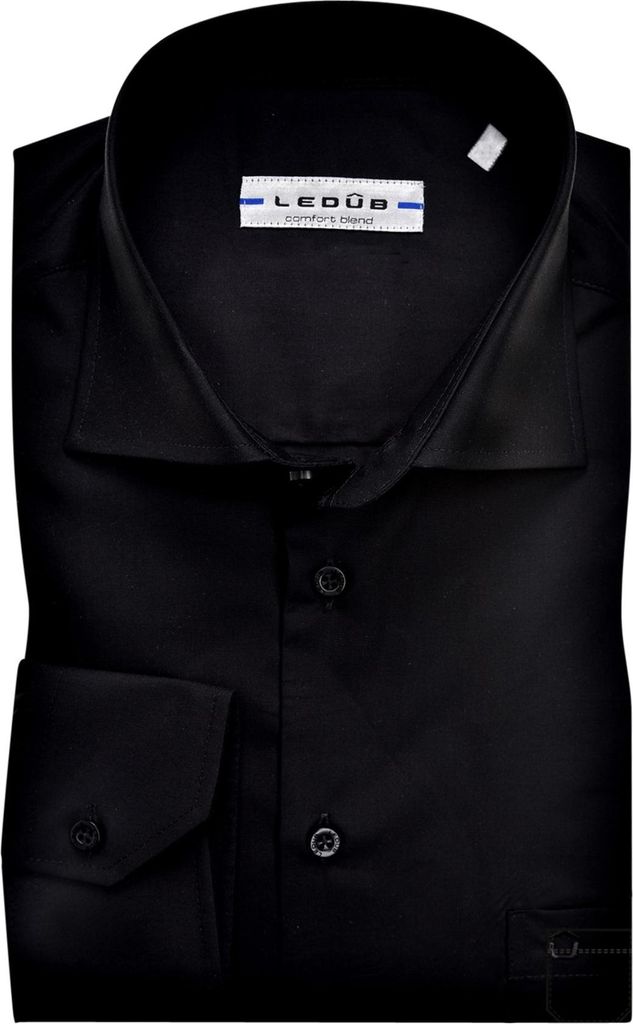 Ledub Hemd Ärmellänge 7 schwarz Modern Fit