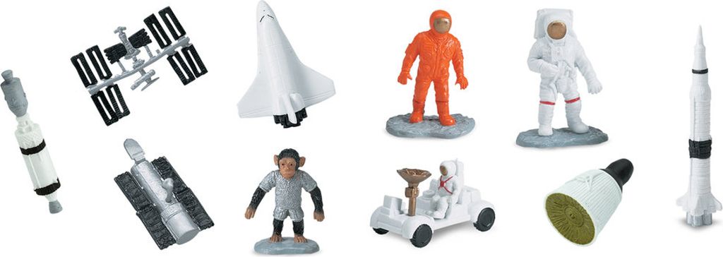 9x Raumfahrt Set space Astronaut Mond Figuren Weltall Aufstellfiguren