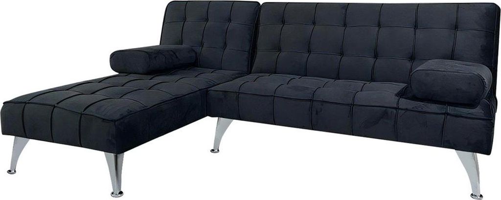 Ecksofa Miranda mit Bettfunktion Velvet Schwarz Produktbild 