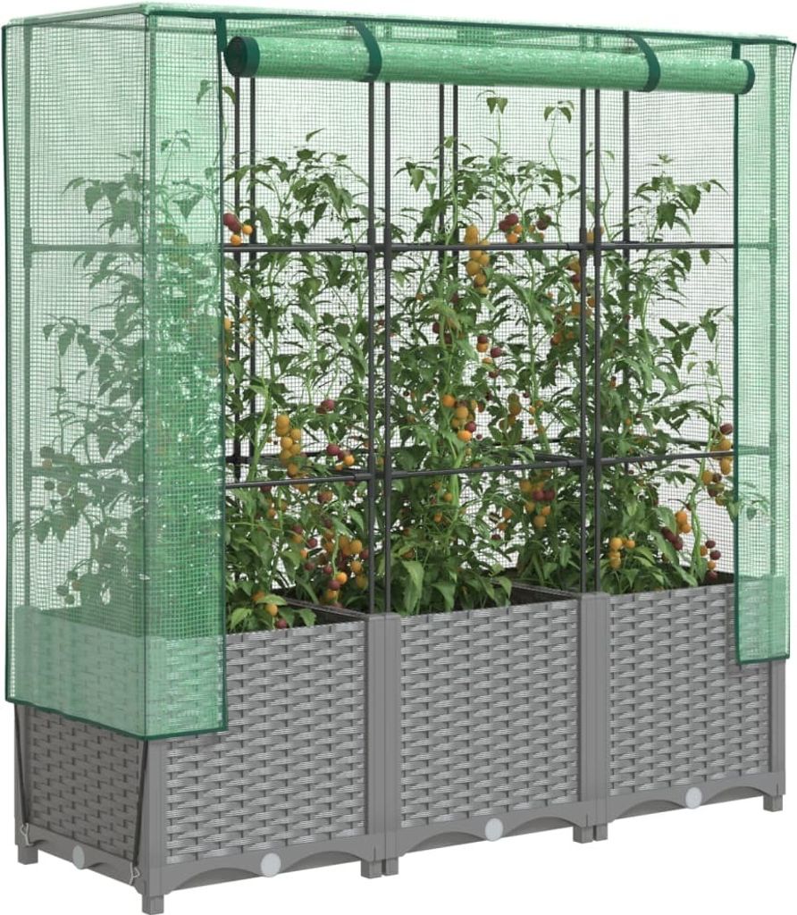Maison Exclusive - Hochbeet mit Gewächshaus-Aufsatz Rattan-Optik 120x40x138 cm