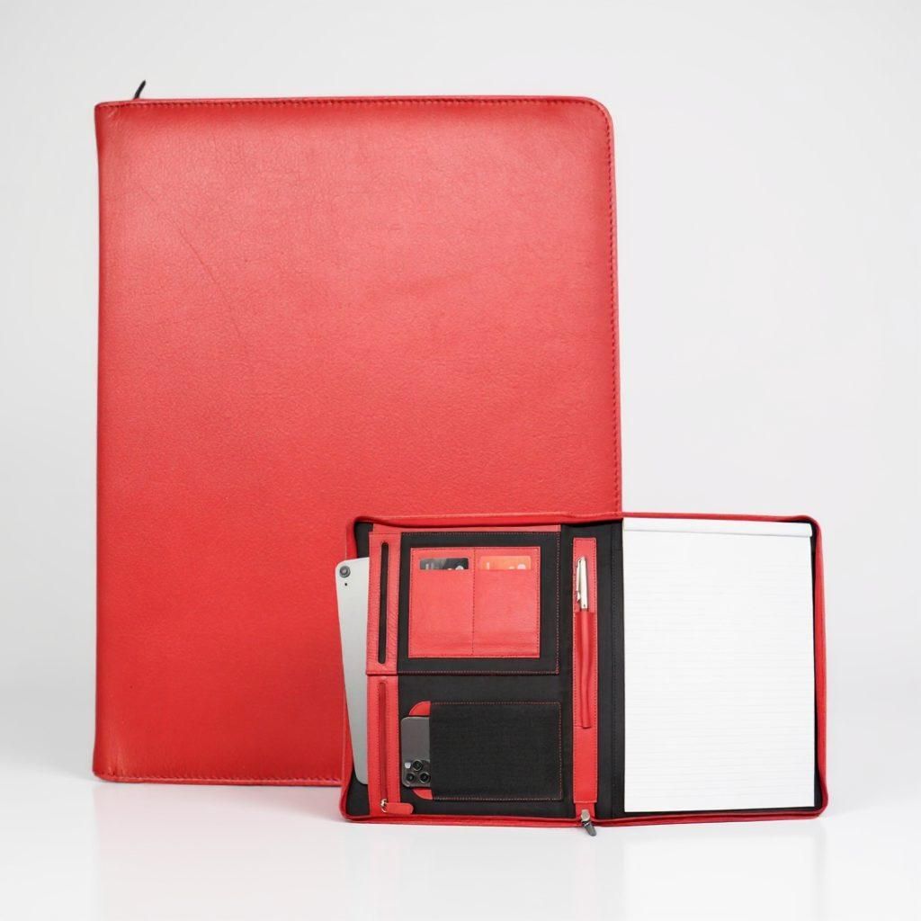 Oslo Dokumentenmappe – Schreibmappe – iPad-Hülle – A4 – Leder – Rot