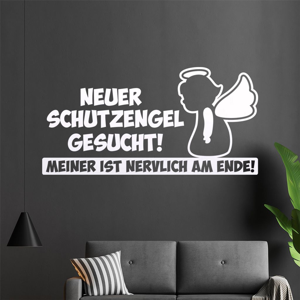 KIWISTAR Neuer Schutzengel gesucht! Meiner ist nervlich am Ende! - Glück Pech Schicksal Wandtattoo in 6 Größen - Wandaufkleber Wall Sticker - De...